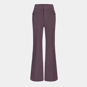 High waist button side flap pocket casual cargo pants